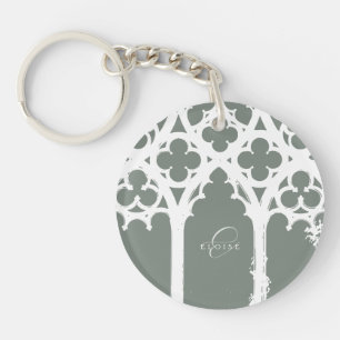 Elegante Chique Minimaal Gotische Typografie Salie Sleutelhanger