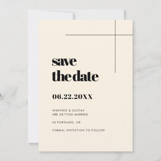 Elegante & chique minimalistische crème Bewaar de Save The Date (Voorkant)