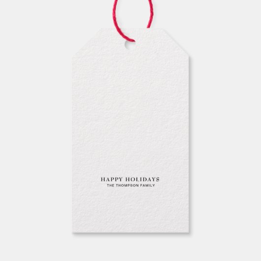 Elegante chique minimalistische enkele foto kerst cadeaulabel (Achterkant)