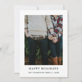 Elegante chique minimalistische enkele foto kerst feestdagenkaart (Voorkant)