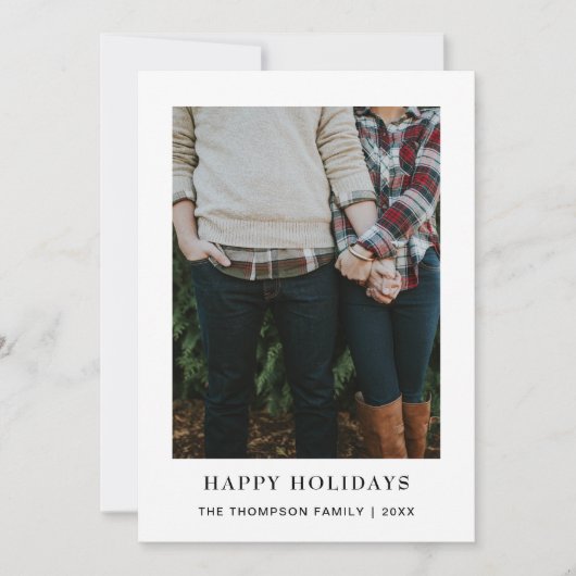 Elegante chique minimalistische enkele foto kerst feestdagenkaart (Voorkant)