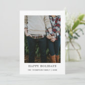 Elegante chique minimalistische enkele foto kerst feestdagenkaart (Staand voorkant)