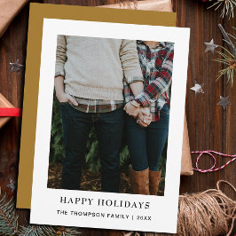 Elegante chique minimalistische enkele foto kerst feestdagenkaart