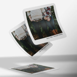 Elegante chique minimalistische enkele foto kerst vierkante sticker