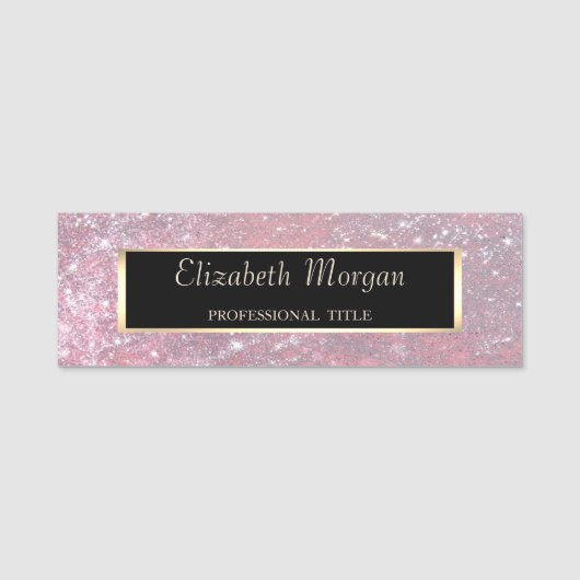 Elegante Chique Modern, Lijst, Glitters Naamplaatje (Voorkant)
