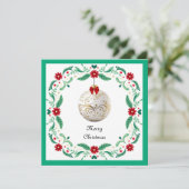 Elegante chique moderne kleurrijke vrolijke kerstb feestdagenkaart (Staand voorkant)