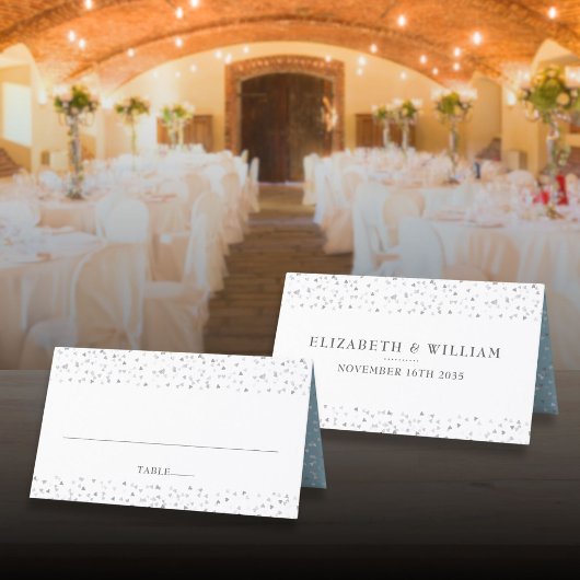 Elegante Chique Moderne Liefdes Harten Confetti Plaatskaartje