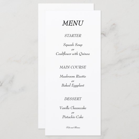 Elegante chique moderne minimalistische zwart-wit menu (Voorkant / Achterkant)