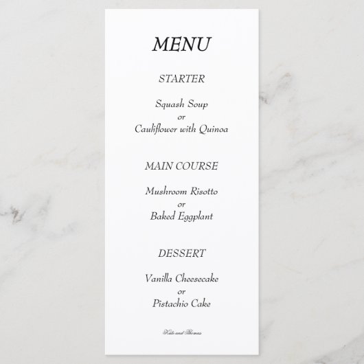 Elegante chique moderne minimalistische zwart-wit menu (Voorkant)