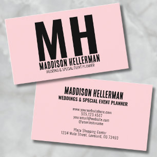 Elegante Chique Moderne Roze Monogram Visitekaartje