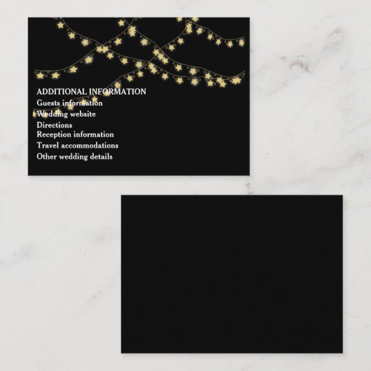 Elegante chique moderne string verlichting bruilof informatiekaartje (Voorkant / Achterkant)
