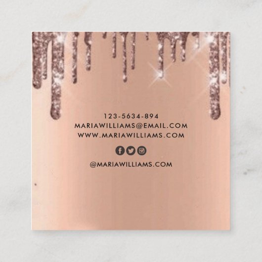 Elegante chique moderne vierkante minimalistische  vierkante visitekaartje (Achterkant)