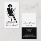 Elegante chique modieuze stijlvolle vrouw verticaa visitekaartje (Voorkant / Achterkant)