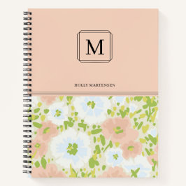 Elegante chique monogram bloempatroon gepersonalis notitieboek