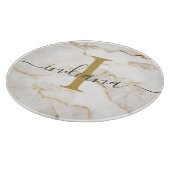 Elegante Chique Monogram Marmer Uiterlijk Custom Snijplank (Hoek)