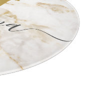 Elegante Chique Monogram Marmer Uiterlijk Custom Snijplank (Hoek)