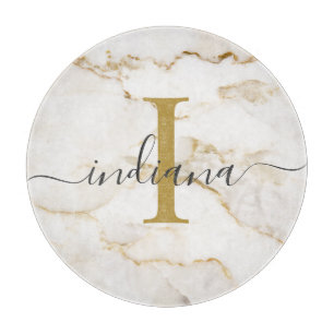 Elegante Chique Monogram Marmer Uiterlijk Custom Snijplank