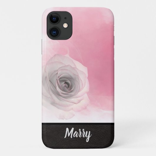 Elegante chique monogram naam stijlvolle roze roos Case-Mate iPhone case (Achterkant)