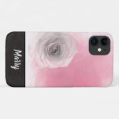 Elegante chique monogram naam stijlvolle roze roos Case-Mate iPhone case (Achterkant (horizontaal))