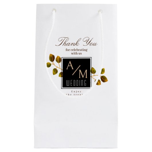 Elegante Chique Monogram Wit Klein Cadeauzakje (Voorkant)
