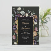 Elegante chique moody bloemen bruiloft Uitnodiging (Staand voorkant)