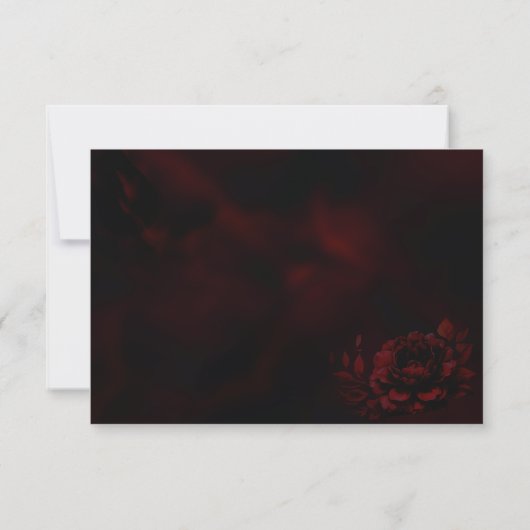 Elegante chique moody rood zwart bloemen bruiloft RSVP kaartje (Achterkant)