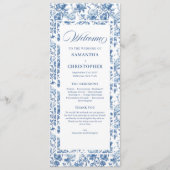 Elegante chique Navy Blue Toile de Jouy Rozen Brui Programmakaart (Voorkant)