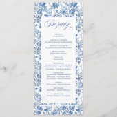 Elegante chique Navy Blue Toile de Jouy Rozen Brui Programmakaart (Achterkant)