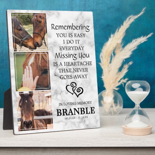 Elegante chique paard-herdenkingsfoto-collageplaqu fotoplaat (Zijkant)