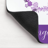 Elegante Chique Paarse Bloem Initialen Monogram Muismat (Hoek)