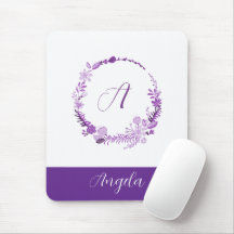 Elegante Chique Paarse Bloem Initialen Monogram