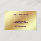 Elegante chique Paarse goudfolie glanzende pauw Visitekaartje (Achterkant)