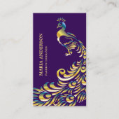 Elegante chique Paarse goudfolie glanzende pauw Visitekaartje (Voorkant)