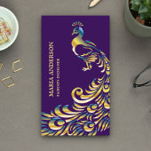 Elegante chique Paarse goudfolie glanzende pauw Visitekaartje