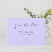 Elegante Chique Paarse Lavendel Save The Date (Staand voorkant)