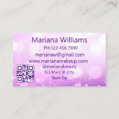 Elegante chique paarse ogen make-up artiest QR-cod Visitekaartje (Achterkant)