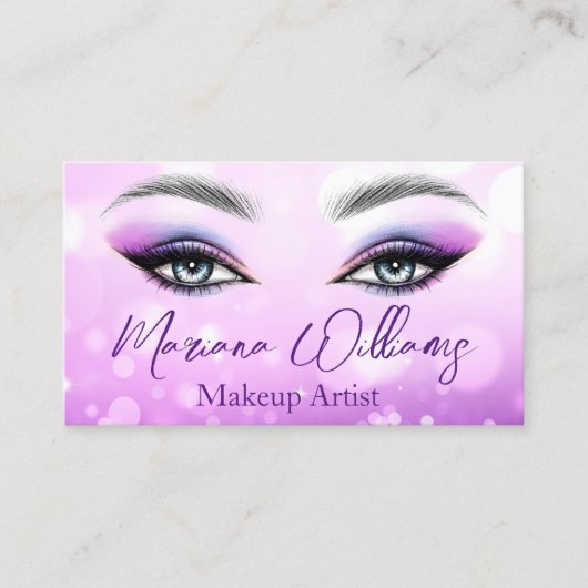 Elegante chique paarse ogen make-up artiest QR-cod Visitekaartje (Voorkant)
