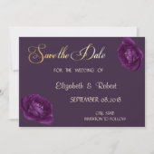 Elegante Chique Paarse Rozen Bewaar De Datum Save The Date (Voorkant)