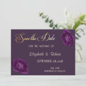 Elegante Chique Paarse Rozen Bewaar De Datum Save The Date (Staand voorkant)
