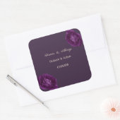 Elegante Chique Paarse Rozen Bruiloft Vierkante Sticker (Envelop)