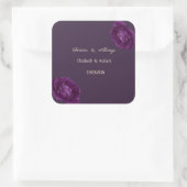 Elegante Chique Paarse Rozen Bruiloft Vierkante Sticker (Tas)