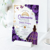 Elegante chique paarse rozen gouden Quinceanera 