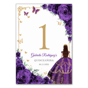 Elegante chique paarse rozen gouden Quinceanera Kaart