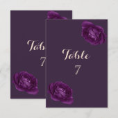 Elegante Chique Paarse Rozen Tafelkaart Kaart (Voorkant / Achterkant)