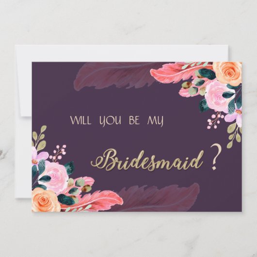 Elegante Chique Paarse Rozen Veer Kaart (Voorkant)