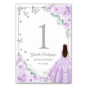 Elegante Chique Paarse Rozen Zilver Quinceanera Kaart