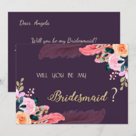 Elegante chique paarse rozenveer kaart