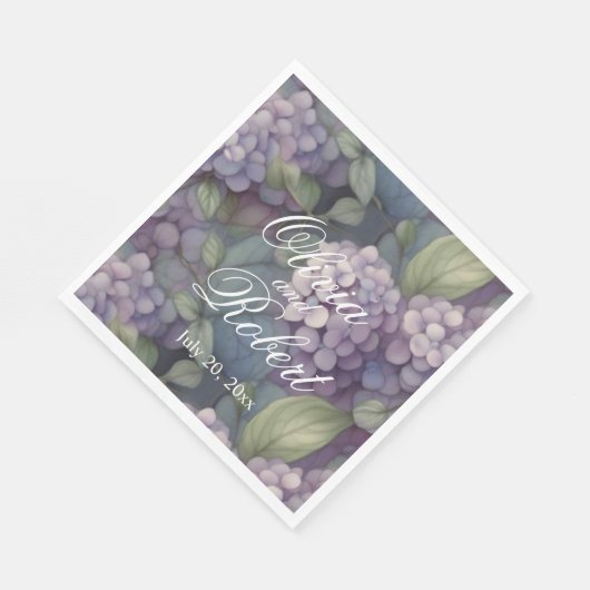 Elegante chique paarse waterverf bloemenbruiloft servet (Hoek)