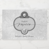 Elegante Chique Parels en Prosecco Bruidsfeest Sparkling Wijnetiket (Enkel label)