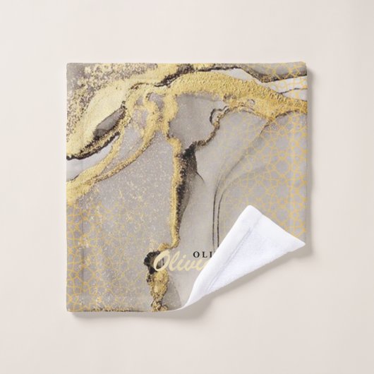 Elegante chique pasta grijs goud marmeren badhandd bad handdoek (Wasdoekje)